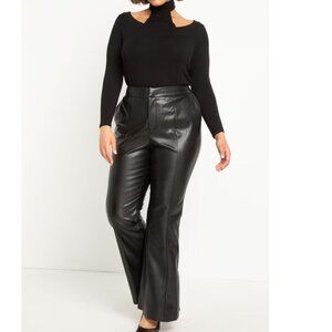 Eloquii Black Faux Leather Flare Leg Trouser Pants Size 18